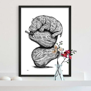 The Pearfect Hippo (Giclee Canvas Print)