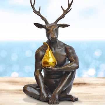 He thought about buying a new tie but he bought a gold pear instead (Bronze Sculpture)