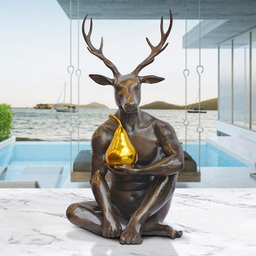 He thought about buying a new tie but he bought a gold pear instead (Bronze Sculpture)