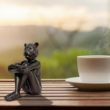 Tigerwoman Thinks Big (Bronze Sculpture, Pocket Size)