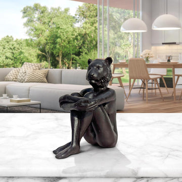 Tigerwoman Thinks Big (Bronze Sculpture, Pocket Size)