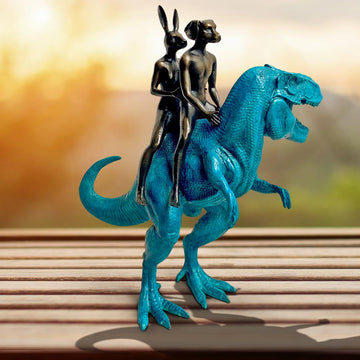 The T-Rex Riders (Bronze Sculpture, Miniature Collection)