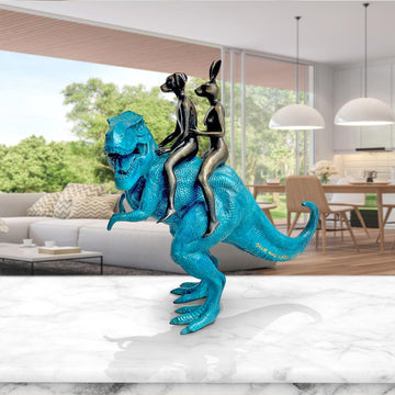 The T-Rex Riders (Bronze Sculpture, Miniature Collection)