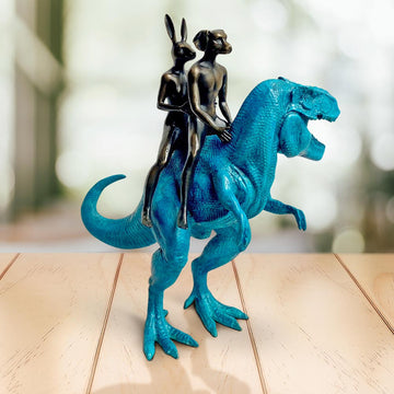 The T-Rex Riders (Bronze Sculpture, Miniature Collection)