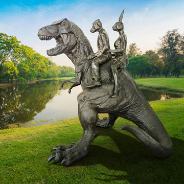 T-Rex Riders on an Adventure (Bronze Sculpture)