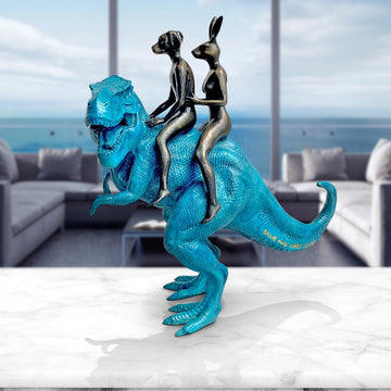 The T-Rex Riders (Bronze Sculpture, Miniature Collection)