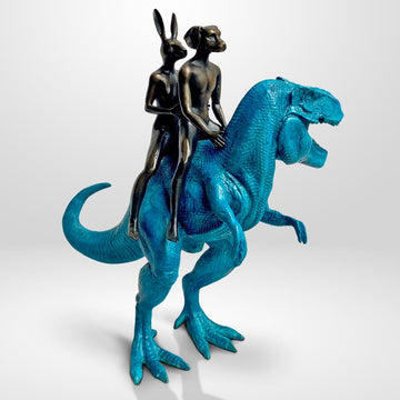 The T-Rex Riders (Bronze Sculpture, Miniature Collection)