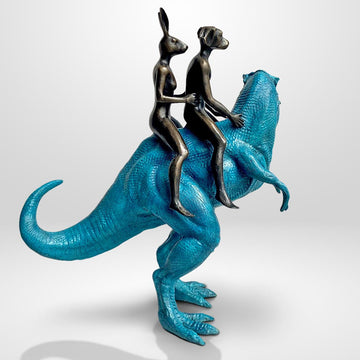 The T-Rex Riders (Bronze Sculpture, Miniature Collection)