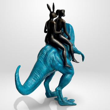 The T-Rex Riders (Bronze Sculpture, Miniature Collection)