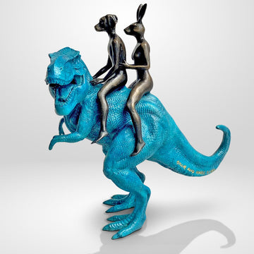 The T-Rex Riders (Bronze Sculpture, Miniature Collection)