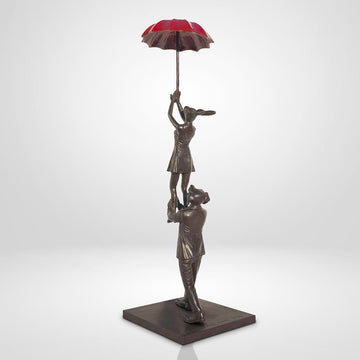 The Umbrella Flyers (Bronze Sculpture, Miniature Collection)