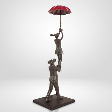 The Umbrella Flyers (Bronze Sculpture, Miniature Collection)