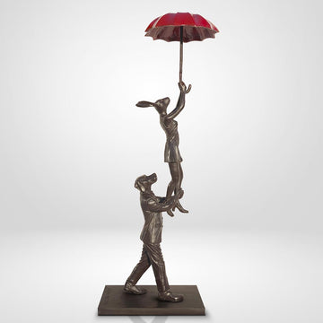 The Umbrella Flyers (Bronze Sculpture, Miniature Collection)