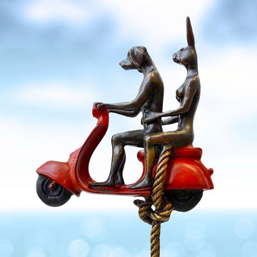 Authentic Vespa Riders Up High (Bronze Sculpture)