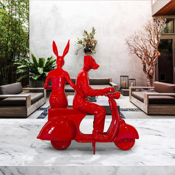 The Red Vespa Riders (Aluminium Sculpture)