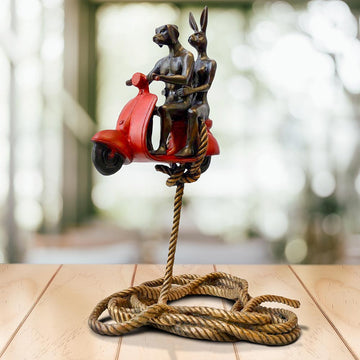 Authentic Vespa Riders Up High (Bronze Sculpture)