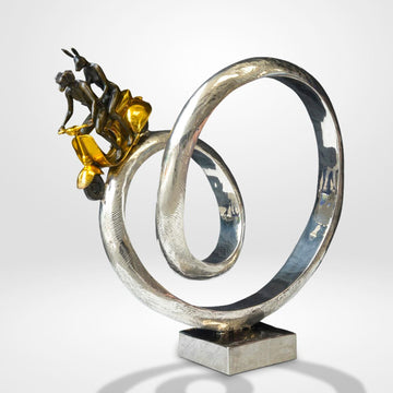 Authentic Vespa Riders Go Round The World (Bronze Sculpture)