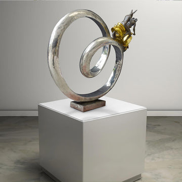 Big Vespa Riders Go Around the World (Bronze Sculpture, Mid-Size)