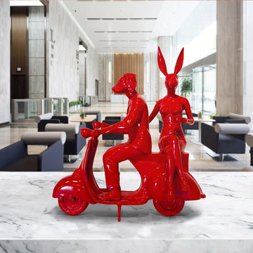 The Red Vespa Riders (Aluminium Sculpture)