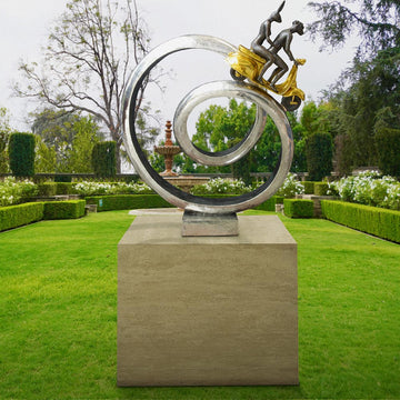 Big Vespa Riders Go Around the World (Bronze Sculpture, Mid-Size)