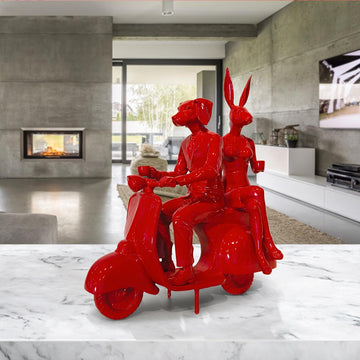 The Red Vespa Riders (Aluminium Sculpture)