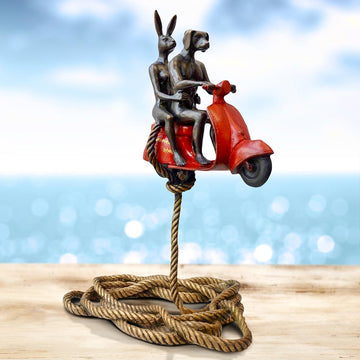 Authentic Vespa Riders Up High (Bronze Sculpture)