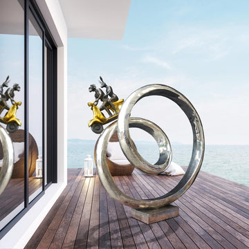 Big Vespa Riders Go Around the World (Bronze Sculpture, Mid-Size)