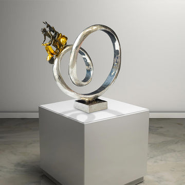 Authentic Vespa Riders Go Round The World (Bronze Sculpture)