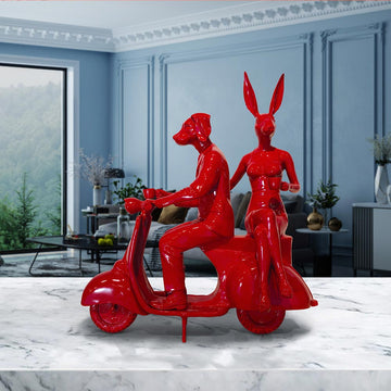 The Red Vespa Riders (Aluminium Sculpture)