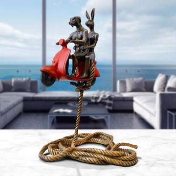 Authentic Vespa Riders Up High (Bronze Sculpture)