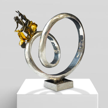 Authentic Vespa Riders Go Round The World (Bronze Sculpture)