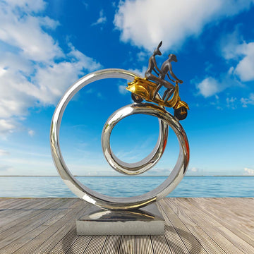 The Vespa Riders Go Round A Big World (Bronze Sculpture)