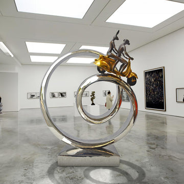 The Vespa Riders Go Round A Big World (Bronze Sculpture)