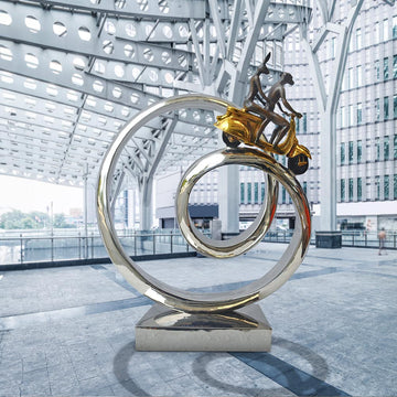 The Vespa Riders Go Round A Big World (Bronze Sculpture)
