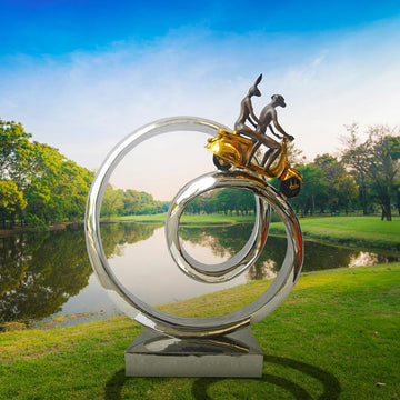 The Vespa Riders Go Round A Big World (Bronze Sculpture)