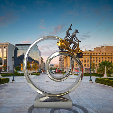 The Vespa Riders Go Round A Big World (Bronze Sculpture)