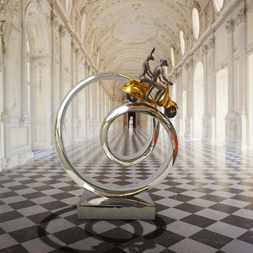 The Vespa Riders Go Round A Big World (Bronze Sculpture)