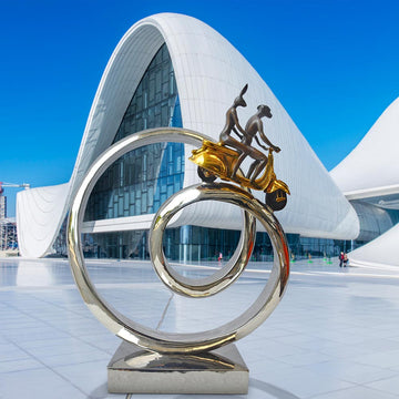 The Vespa Riders Go Round A Big World (Bronze Sculpture)