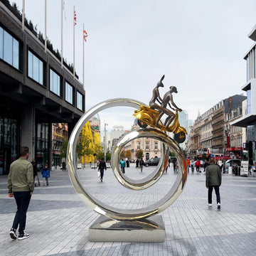 The Vespa Riders Go Round A Big World (Bronze Sculpture)