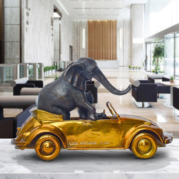 The Bengal Tiger and Sumatran Elephant Race Against Time in the Beatle (Bronze Sculpture, Small)