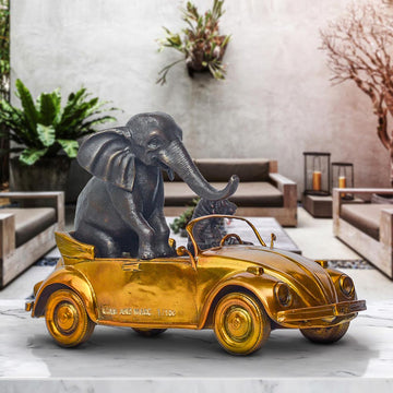 The Bengal Tiger and Sumatran Elephant Race Against Time in the Beatle (Bronze Sculpture, Small)