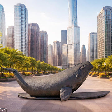 The North Atlantic Right Whale Races on a Surfboard (Bronze Sculpture)