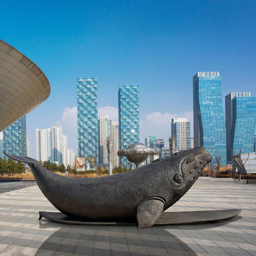 The North Atlantic Right Whale Races on a Surfboard (Bronze Sculpture)