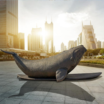 The North Atlantic Right Whale Races on a Surfboard (Bronze Sculpture)