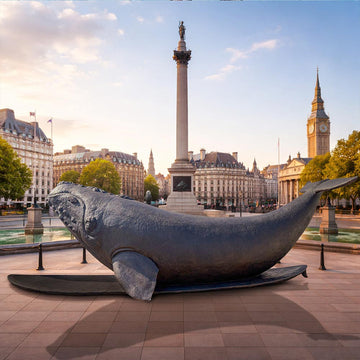 The North Atlantic Right Whale Races on a Surfboard (Bronze Sculpture)
