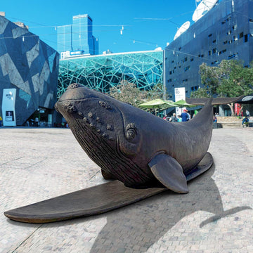 The North Atlantic Right Whale Races on a Surfboard (Bronze Sculpture)