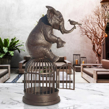 When Elephant Gave Bird Her Wings (Bronze Sculpture)