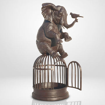 When Elephant Gave Bird Her Wings (Bronze Sculpture)
