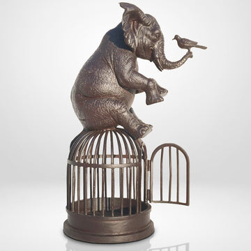 When Elephant Gave Bird Her Wings (Bronze Sculpture)