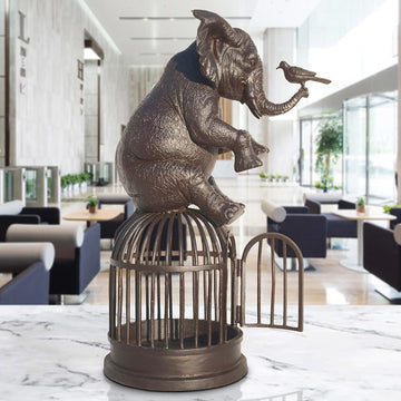 When Elephant Gave Bird Her Wings (Bronze Sculpture)